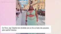 Jojo Todynho rebate críticas após aparecer com vestido drapeado em Paris: 'Gosto é igual c...'. Fotos do look!