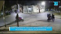 Cuatro motochorros atacaron salvajemente a un joven en La Plata para robarle sus pertenencias