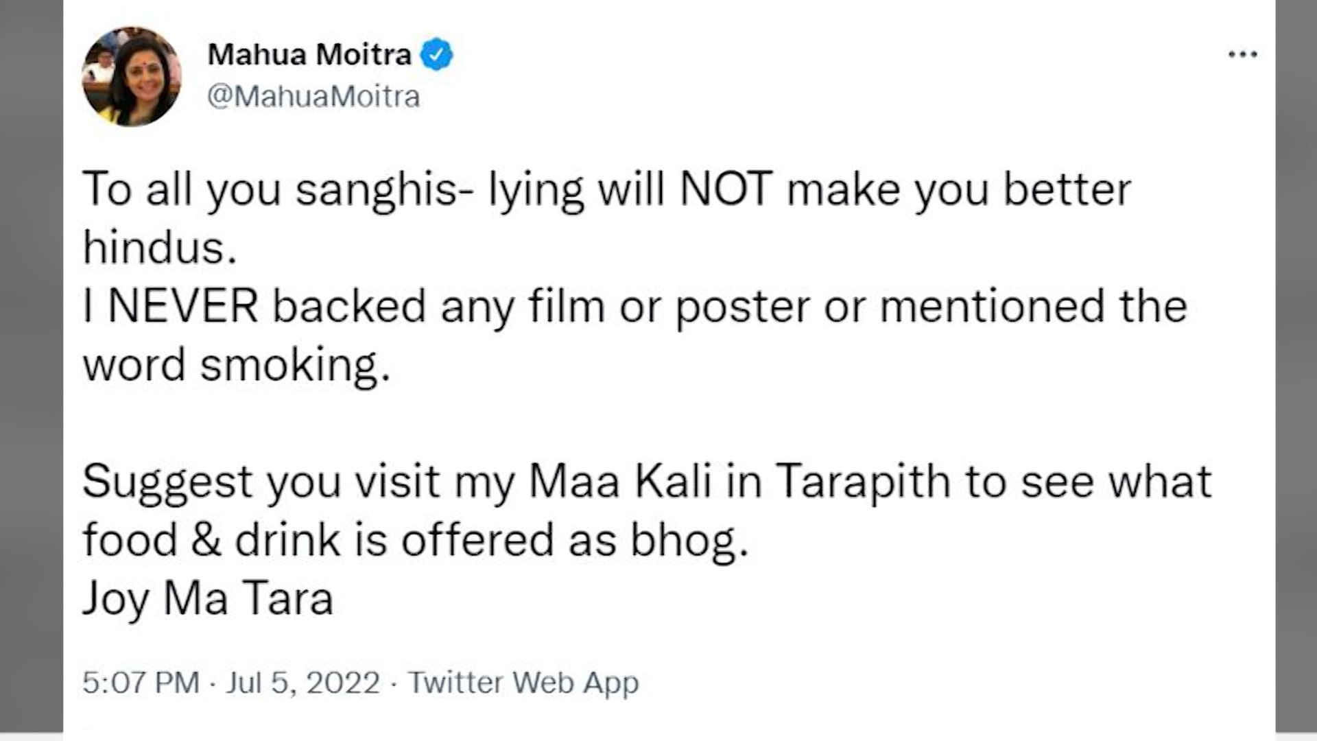 Kaali remark row: Mahua Moitra unfollows TMC on Twitter