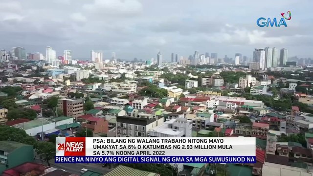 PSA: Bilang ng walang trabaho nitong Mayo umakyat sa 6% o katumbas ng 2.93 million mula sa 5.7% noong April, 2022 | 24 Oras News Alert