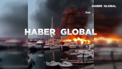 Avcılar limanında 7 tekne yandı