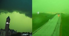 Aux Etats-Unis, lors d'une tempête, le ciel a viré au vert et le rendu est spectaculaire