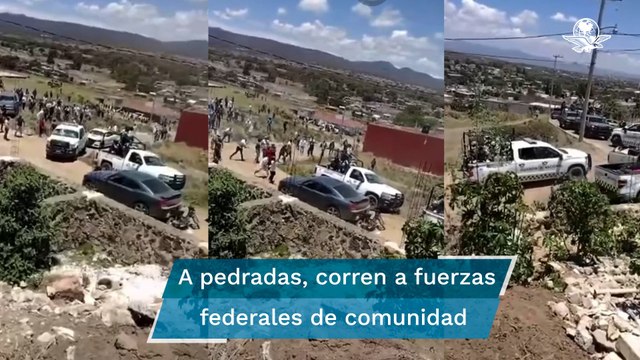 A pedradas, pobladores obligan a Guardia Nacional y al Ejército salir de comunidad