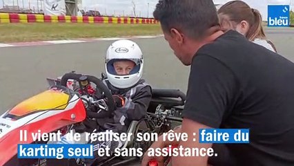Un Mayennais de 9 ans, paraplégique, découvre le karting pour la première fois.
