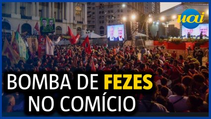 Bomba de fezes é atirada em comício de Lula no Rio