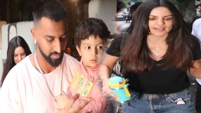 Natasha Stankovic Spotted with Hardik Pandya and Son at Hakimaalim Salon Bandra|FilmiBeat *TV