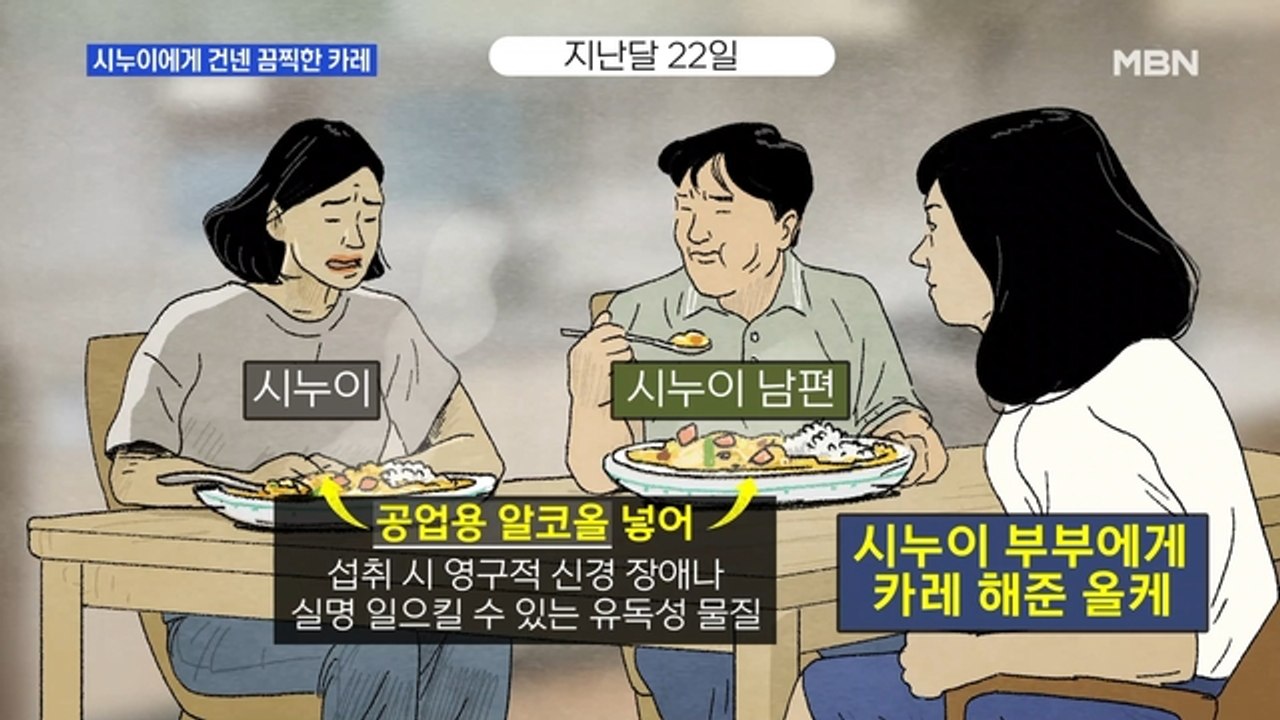 MBN 뉴스파이터-시누이 부부 먹을 카레에 '공업용 알코올' 넣은 올케
