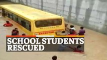 Students Rescued As School Bus Gets Stuck in Flooded Road In Mehboobnagar, Telangana