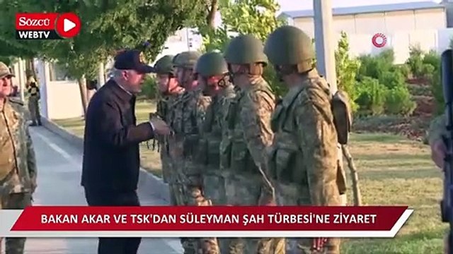 Bakan Akar ve TSK komuta kademesinden Süleyman Şah Türbesi'ne ziyaret