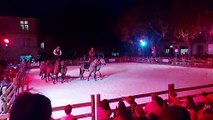 Numéro d'équilibrisme au cours du spectacle des rencontres équestres de Beaucaire