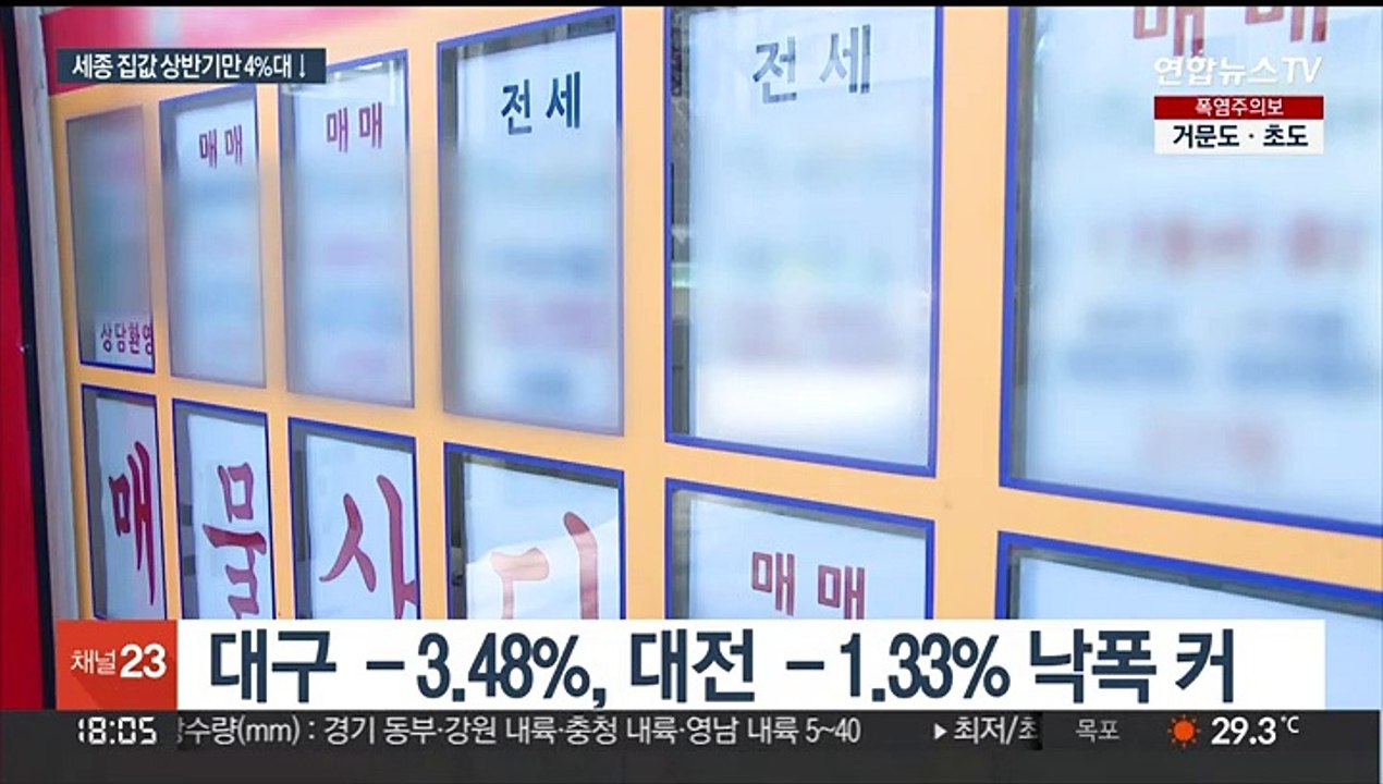 상반기 집값 하락 1위 세종시…수도권도 줄하락