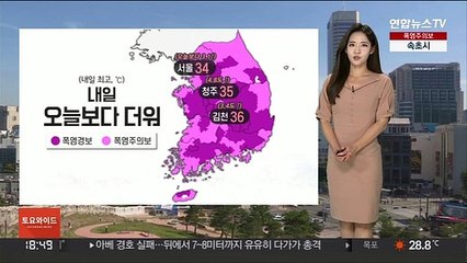 [날씨] 내일 오늘보다 더워…더위 속 내륙 소나기