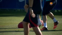 Los jugadores del Barça terminan su primera semana de trabajo con un partido entre ellos