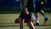 Los jugadores del Barça terminan su primera semana de trabajo con un partido entre ellos