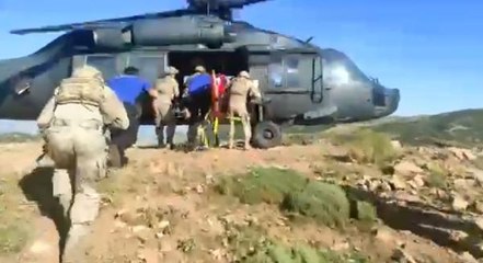 YAYLADA MİDE KANAMASI GEÇİREN GENÇ, JANDARMANIN HELİKOPTERİYLE HASTANEYE GÖTÜRÜLDÜ