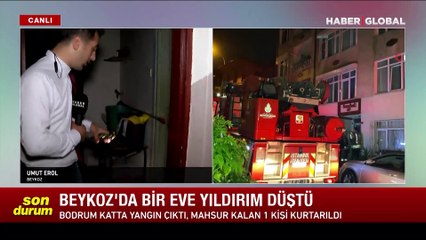 Beykoz'da 5 katlı binaya yıldırım düştü: 1 kişi kurtarıldı