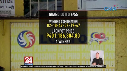 Jackpot sa 6/55 Grand Lotto, tinamaan na | 24 Oras Weekend