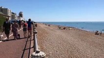 Hastings and St Leonards seafront during the mini heatwave on July 10 2022