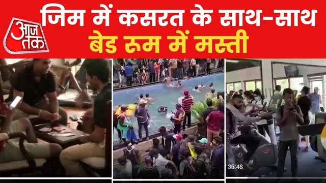 Protesters enjoying in the President's house in Sri Lanka