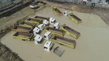 Güngören'de 9 hafriyat kamyonu su altında kaldı