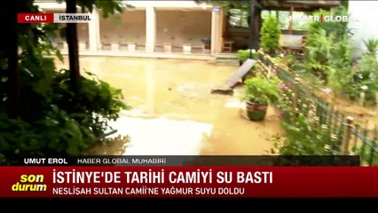 İstinye'de tarihi camiyi su bastı!