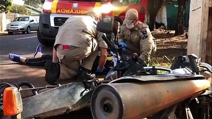Motociclista fica ferido em acidente de trânsito na Rua Pedro Baú, no Bairro Universitário