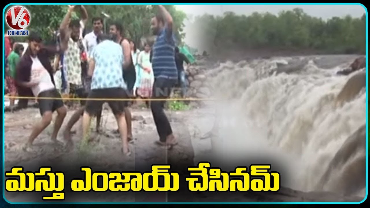 Bogatha Water Falls Attract Tourists , Huge Water Inflow Due To Rains  _ Mulugu  | V6 News
