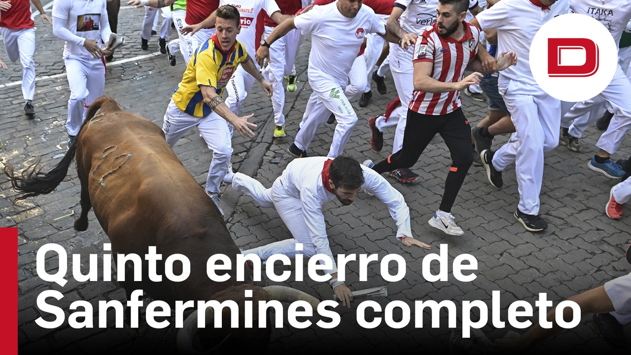 Quinto encierro de San Fermín con toros de José Cebada Gago que deja seis heridos