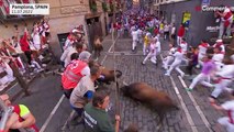 Tres personas heridas por asta de toro, en el quinto encierro de las fiestas de San Fermín