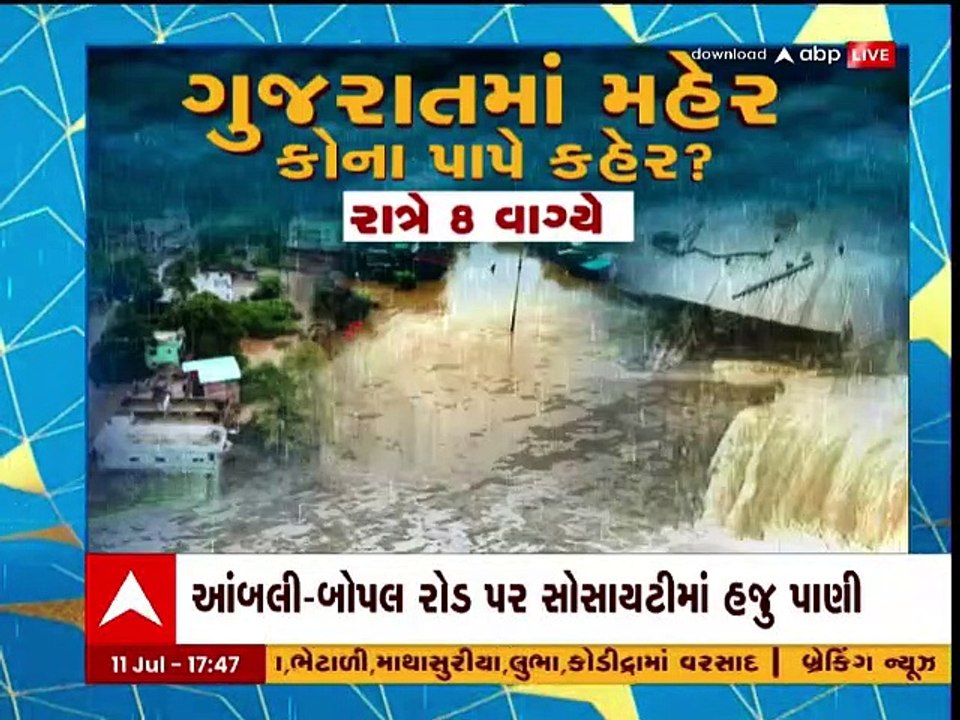 અમદાવાદ: આંબલી-બોપલ રોડ પર વરસાદી પાણી ન ઓસરતા લોકોમાં આક્રોશ