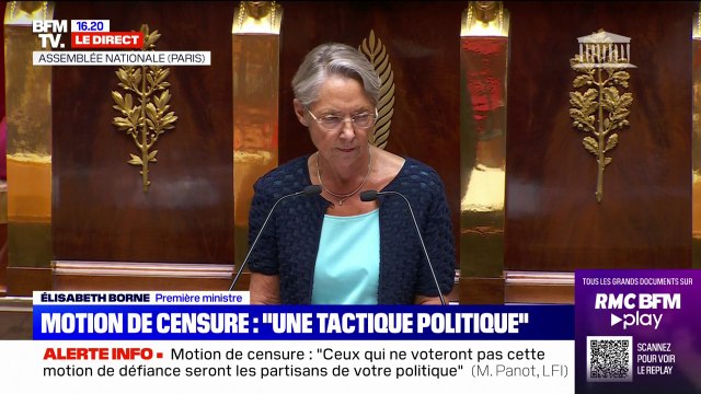 Motion de censure: Élisabeth Borne dénonce une tactique politique de la Nupes