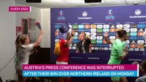 Austria players interrupt press conference to celebrate win over Northern Ireland