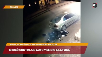 Chocó contra un auto y se dio a la fuga