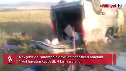 Nevşehir'de takla atan araç tarlaya uçtu