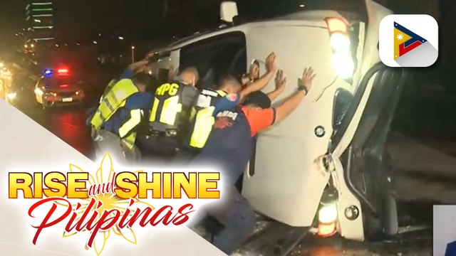 SUV, tumagilid matapos bumangga sa concrete barrier sa EDSA-Ortigas