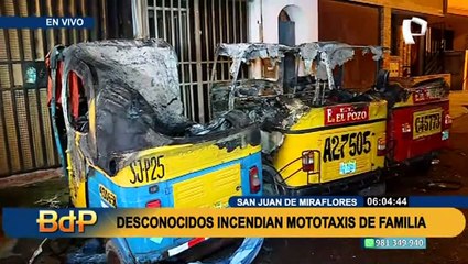 SJM: denuncian a prestamistas de incendiar mototaxis de una familia por no pagar deuda
