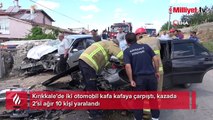 Kırıkkale'de otomobiller kafa kafaya çarpıştı: 2'si çocuk 10 yaralı