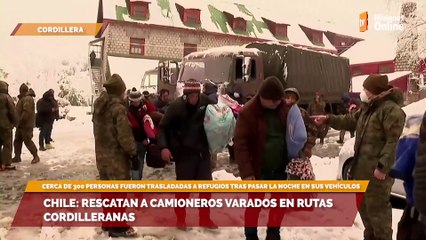 Download Video: Chile: rescatan a camioneros varados en rutas cordilleranas