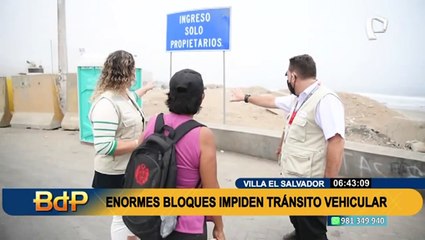 VES: Defensoría pide retirar bloques de concreto que impiden el tránsito de vehículos