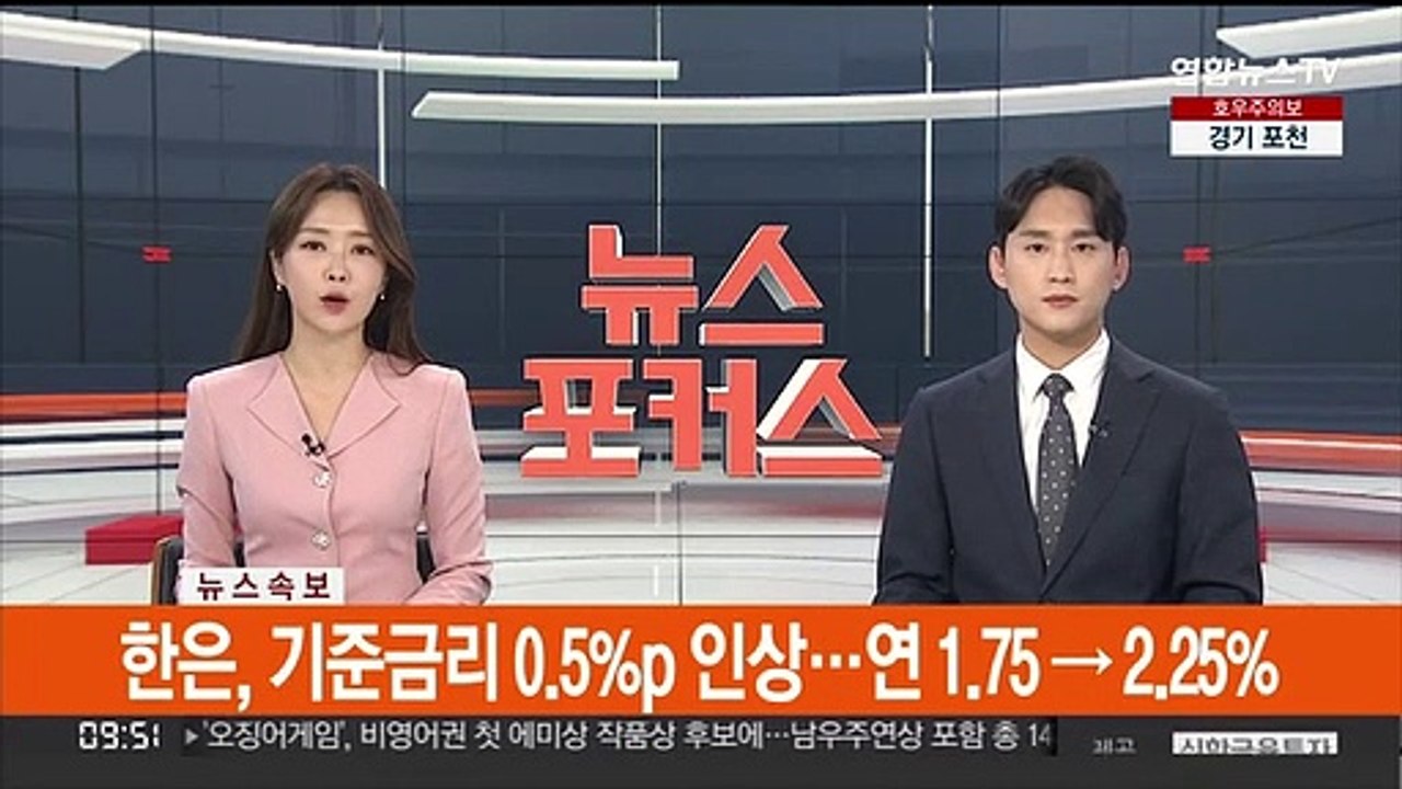 [속보] 한은, 기준금리 0.5%p 인상…연 1.75→2.25%