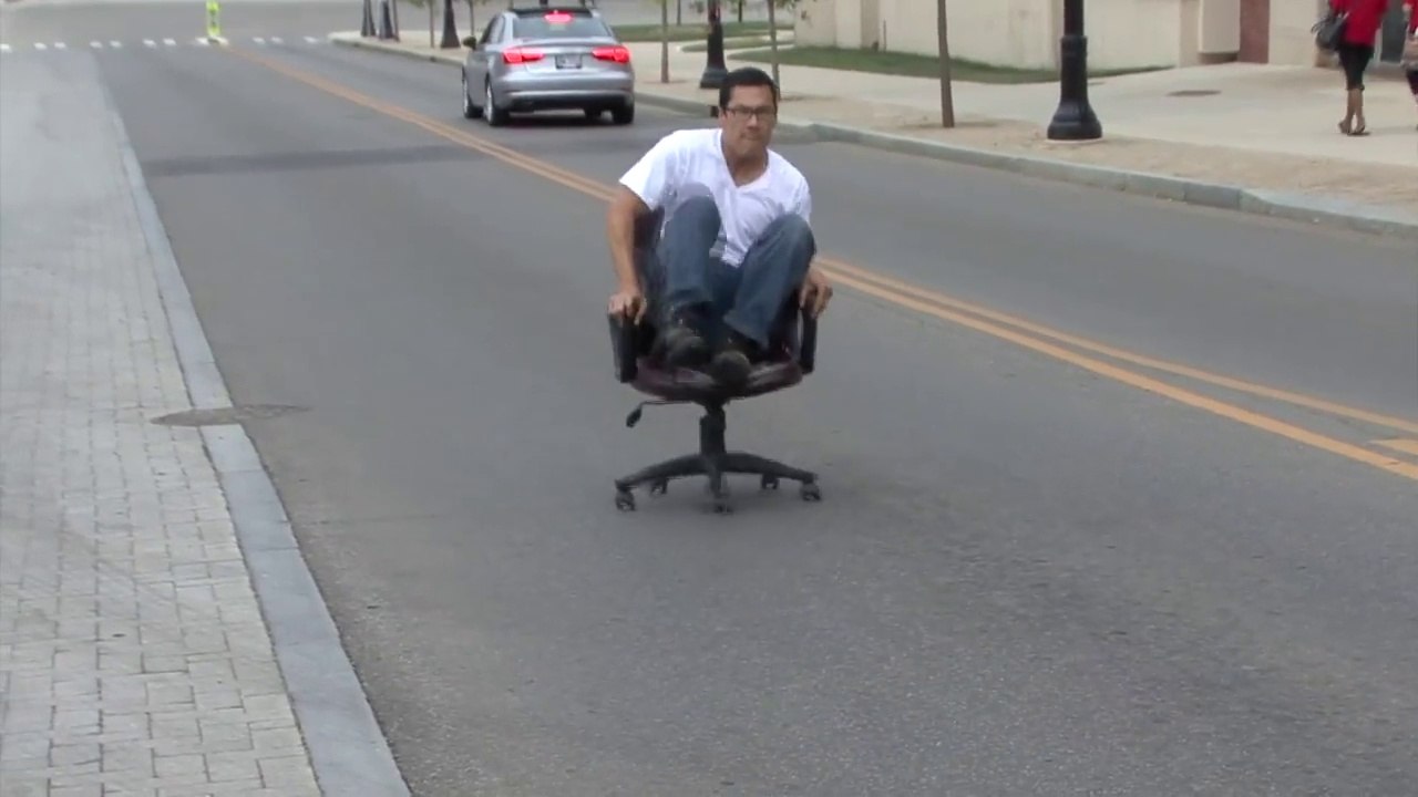 Office chair down a hill