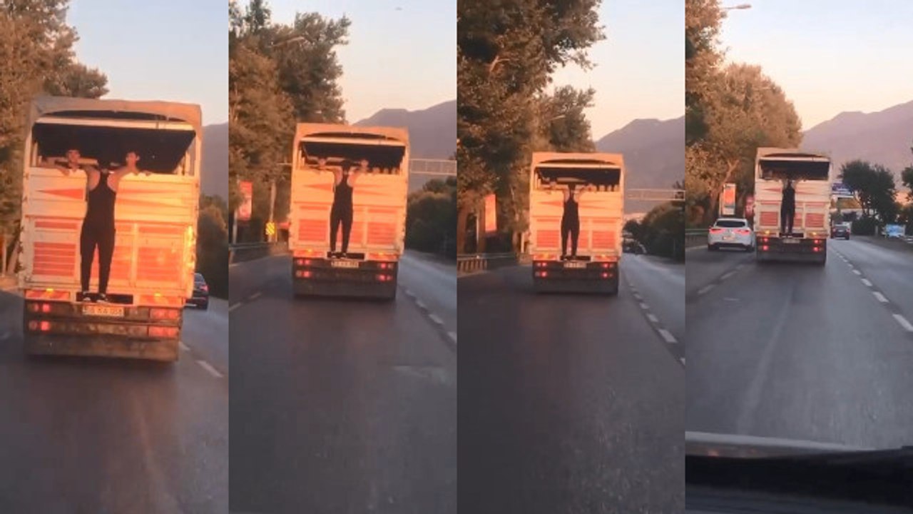 Kamyon kasasının kapağına tutunarak gitti, göre...