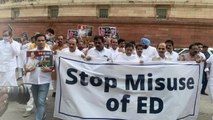 Congress MPs protest in Parliament against Sonia Gandhi's ED questioning