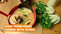 Make ramen with gyoza dumplings at home