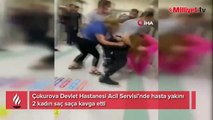 Acil serviste 2 kadının kavgası kamerada