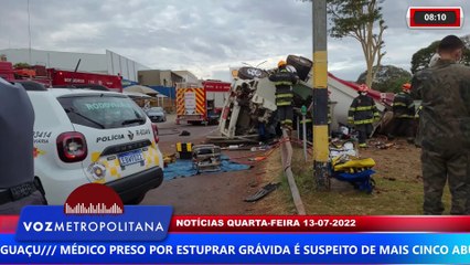 CAMINHÃO TOMBA DENTRO DO POSTO BANDEIRANTES EM RIBEIRÃO PRETO