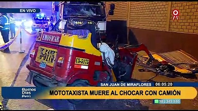 SJM: mototaxista de 60 años muere al chocar violentamente contra un camión