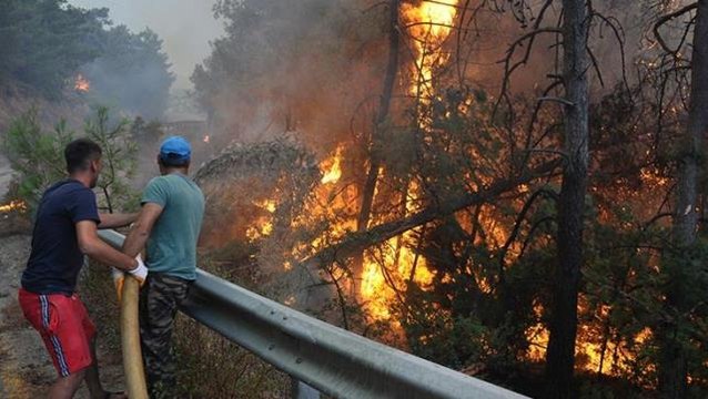 Datça'daki orman yangını rüzgarın etkisiyle büyüdü! Söndürme çalışmaları havadan ve karadan sürüyor