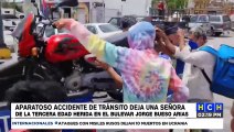 Motociclista embiste a mujer que intentó cruzar bulevar en Copán