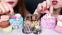 ASMR MINI EXPLOSION CAKES   CHOCOLATE CAKE TRUFFLES   MACARONS 리얼사운드 먹방  Kim&Liz ASMR